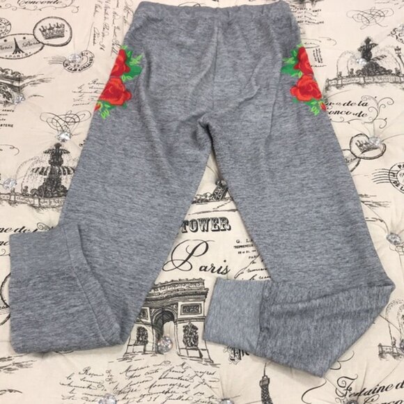 WILDFOX Jack Red Roses Embroidered Jogger Pants - Picture 8 of 9